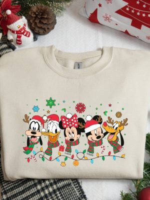 Disney Friends Christmas Sweatshirt Mickey Minnie Mouse Christmas Light Sweatshirt Donald Duck Christmas Hoodie Unique revetee 2