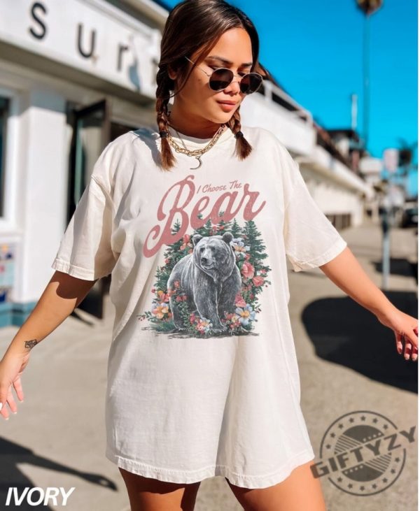 I Choose The Bear Shirt Womens Rights Feminist Floral Bear Shirt giftyzy 1