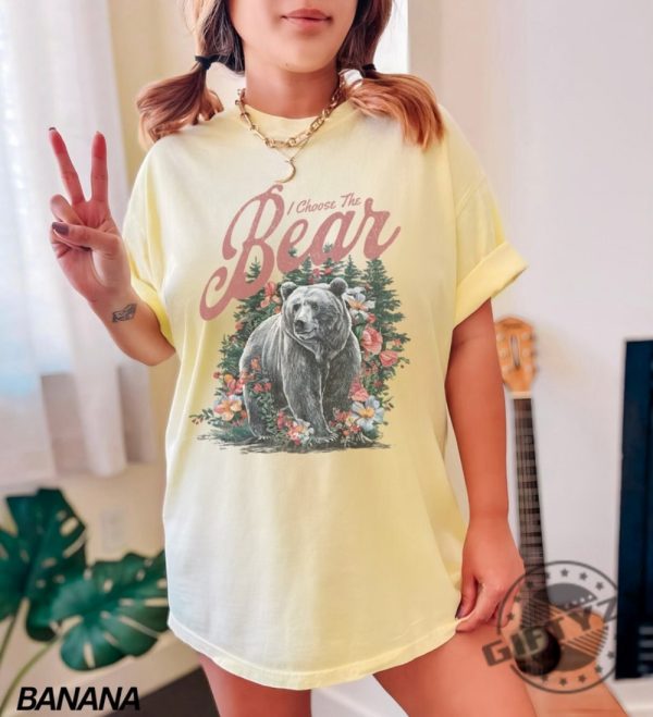 I Choose The Bear Shirt Womens Rights Feminist Floral Bear Shirt giftyzy 2