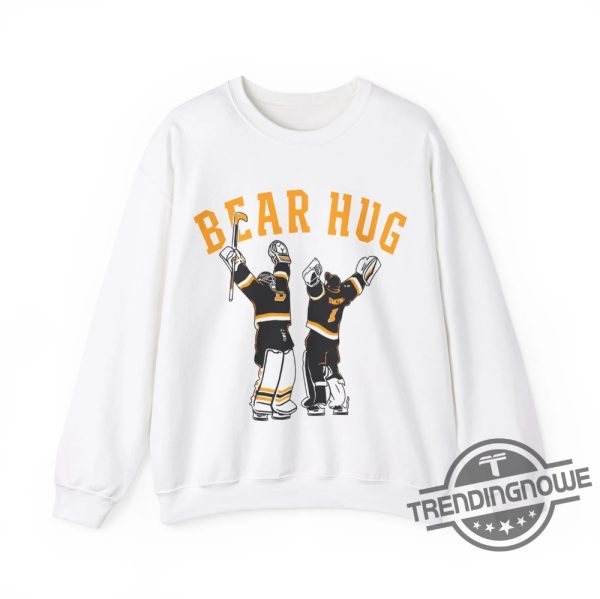 Retro Hug It Out Boston Hockey Shirt Linus Ullmark Shirt Jeremy Swayman Tee Goalie Hug Shirt Bruins Shirt Bruins Hockey Tee trendingnowe 1
