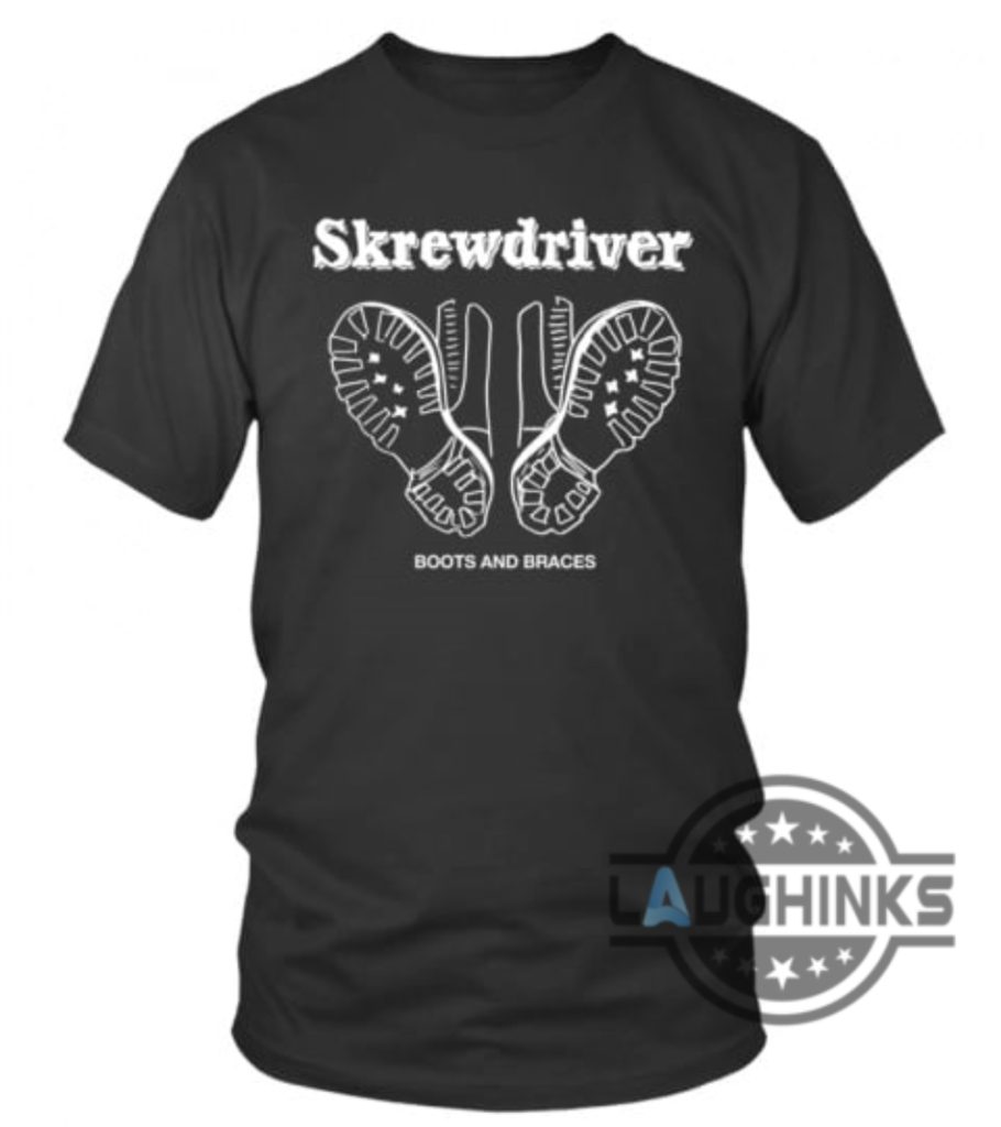vintage skrewdriver band shirt boots and braces schwarz tee classic retro style