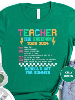 Teacher The Freedom Tour 2024 Shirt Teacher Summer Tour Shirt End Of Year Tee Teacher Gift Kindergarten Teacher Gifts Unique revetee 2