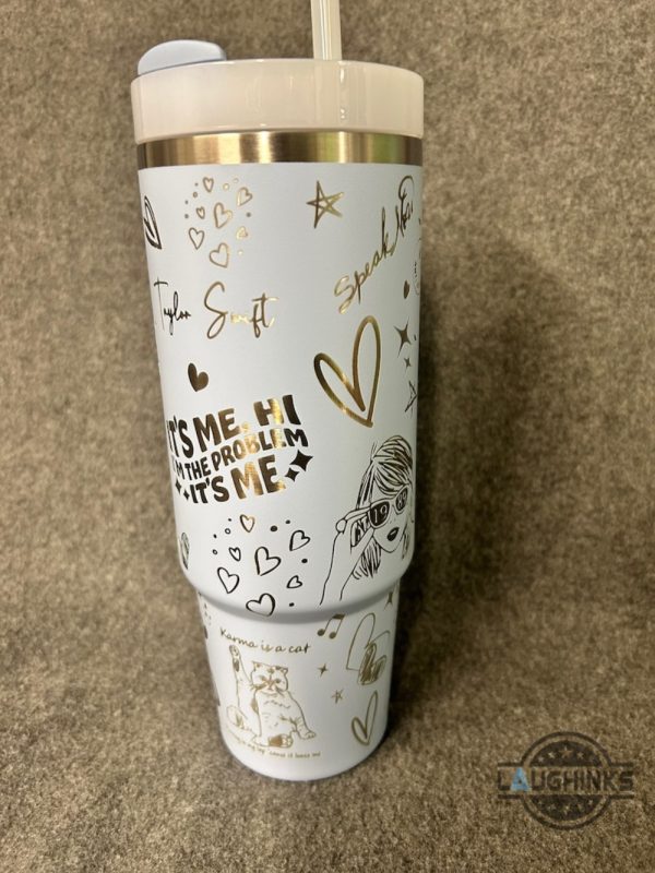 taylor swift 40 oz tumbler with straw and handle laser engraved taylor swift eras tour album stanley cup dupe ultimate taylor swiftie fan merchandise laughinks 1