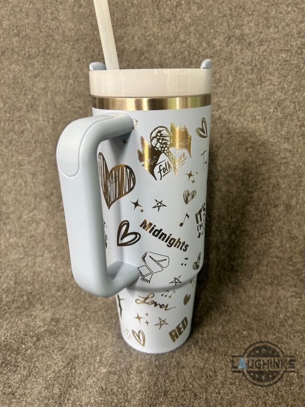taylor swift 40 oz tumbler with straw and handle laser engraved taylor swift eras tour album stanley cup dupe ultimate taylor swiftie fan merchandise laughinks 3