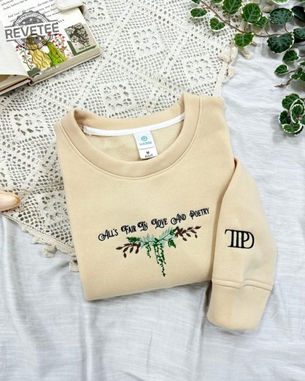Alls Fair In Love And Poetry Ttpd Est 2024 Embroidered Sweatshirt The Tortured Poets Department Embroidered Crewneck revetee 1