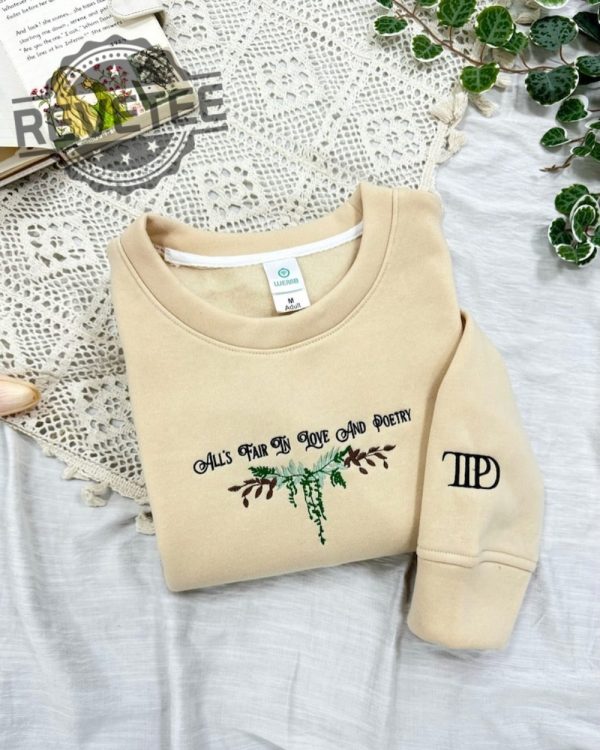 Alls Fair In Love And Poetry Ttpd Est 2024 Embroidered Sweatshirt The Tortured Poets Department Embroidered Crewneck revetee 2