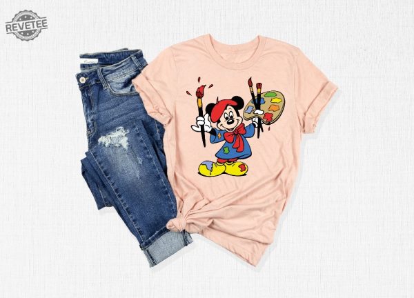 Mickey Mouse Painting T Shirt Disney Mickey Mouse Artist Shirt Disney Mickey Mouse Tee Gift Disney Shirt For Painter Unique revetee 1