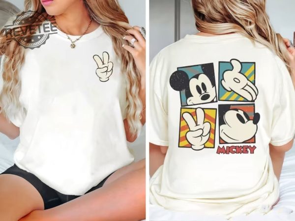 Vintage Classic Mickey Two Sided Shirt Mickey Shirt Mickey Peace Sign Shirt Funny Mickey Shirt Disney Shirt Unique revetee 1