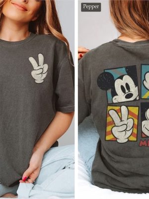 Vintage Classic Mickey Two Sided Shirt Mickey Shirt Mickey Peace Sign Shirt Funny Mickey Shirt Disney Shirt Unique revetee 2