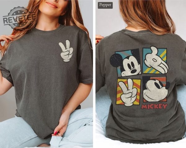 Vintage Classic Mickey Two Sided Shirt Mickey Shirt Mickey Peace Sign Shirt Funny Mickey Shirt Disney Shirt Unique revetee 2