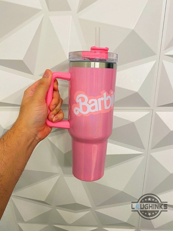 40oz barbie pink stainless steel tumbler with straw and handle cheap barbie pink stanley tumbler dupe laughinks 1