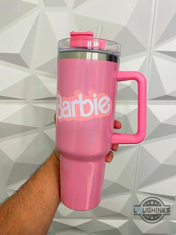 40oz barbie pink stainless steel tumbler with straw and handle cheap barbie pink stanley tumbler dupe laughinks 2