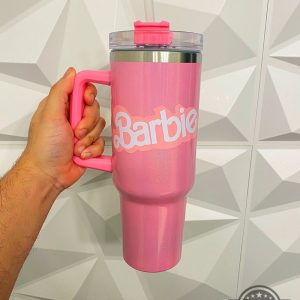 40oz barbie pink stainless steel tumbler with straw and handle cheap barbie pink stanley tumbler dupe laughinks 3