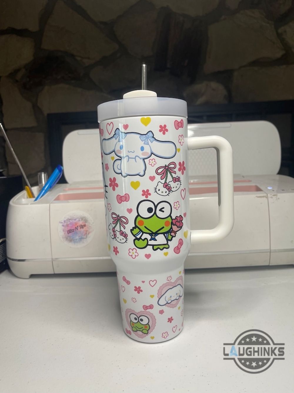 Hello Kitty And Friends Tumbler Sanrio 40Oz Stanley Tumbler Cup Dupe With Handle  Best Quality Option For Fans
