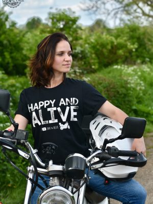 Happy And Alive Limited Edition Motorcycle Adventure T Shirt Unique revetee 2