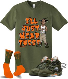 Fitz 4 Kickz Shirt To Match The Retro Jordan 5 Olive Army Green Solar Orange trendingnowe 1