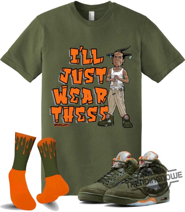 Fitz 4 Kickz Shirt To Match The Retro Jordan 5 Olive Army Green Solar Orange trendingnowe 1