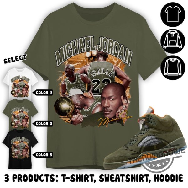 Jordan 5 Olive Shirt Sweatshirt Hoodie Mj Stranger Shirt To Match Sneaker trendingnowe 3