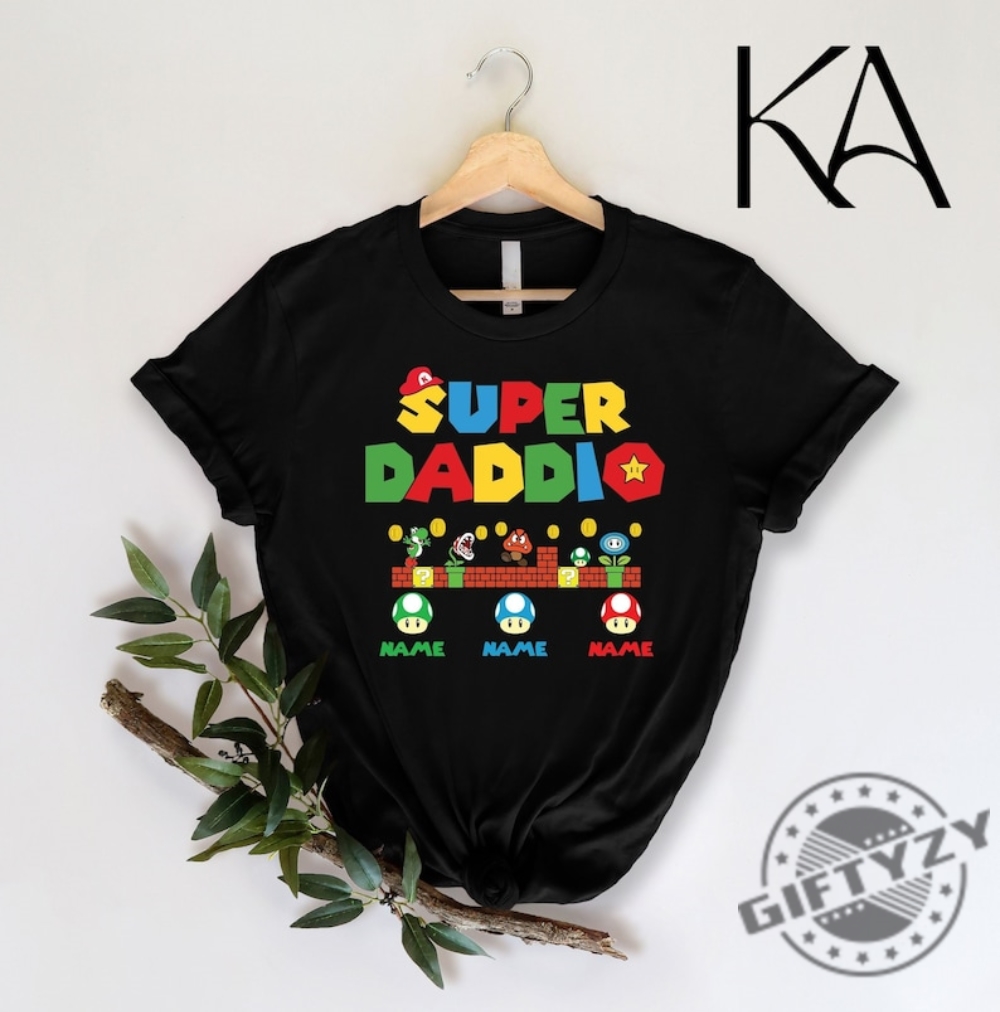 Custom Super Daddio Personalized Kids Name Dad Shirt Fathers Day Shirt Gift For Dad