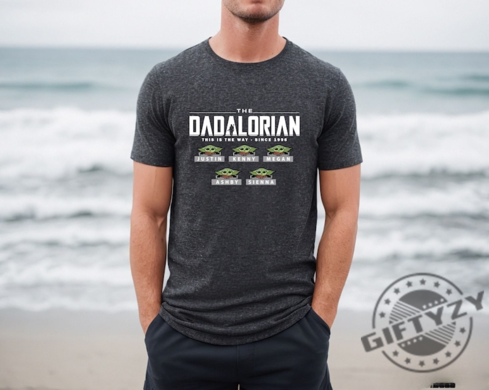 Custom Star Wars Dadalorian Shirt With Kids Names For Fathers Day Star Wars Dad Shirt Personalized Dad Shirt Baby Yoda Kid Name Gift