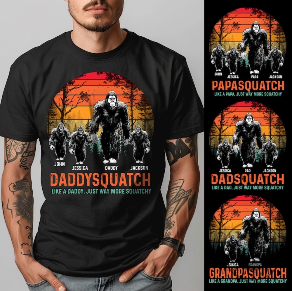 Personalized Grandpasquatch Shirt Custom Kid Name Dadsquatch Like A Dad Just Way More Squatchy Shirt