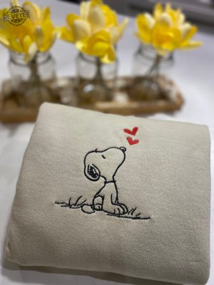 Snoopy Embroidered Sweater Embroidered Crewneck Embroidered Sweatshirt Mothers Day Gift Present For Mom revetee 3