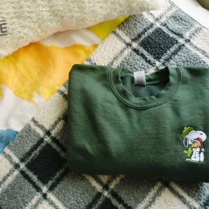 Christmas Snoopy Embroidered Crewneck Hoodie Unique revetee 2
