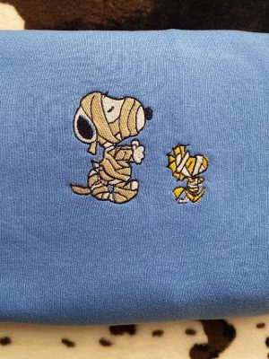 Spooky Halloween Custom Embroidery Mummy Adorable Middle Placement Sweatshirt Hoodie Unique revetee 3