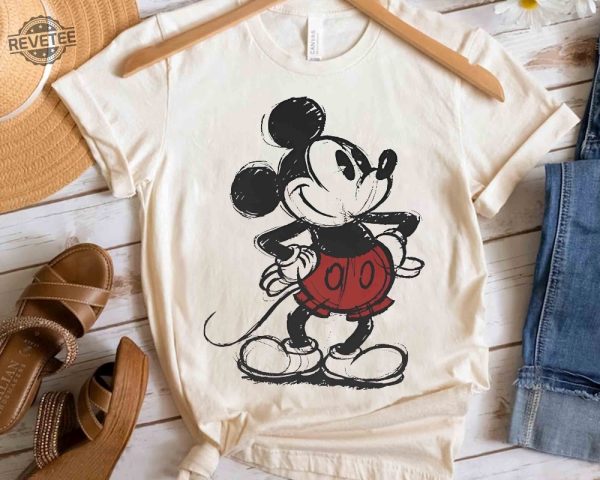 Cute Disney Mickey Mouse Pose Classic Sketch Shirt Magic Kingdom Holiday Unisex T Shirt Family Birthday Gift Adult Kid Toddler Tee Unique revetee 1