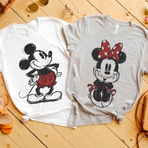 Cute Disney Mickey Mouse Pose Classic Sketch Shirt Magic Kingdom Holiday Unisex T Shirt Family Birthday Gift Adult Kid Toddler Tee Unique revetee 3