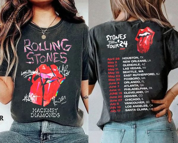 Vintage Rolling Stones Tour 2024 Shirt Rolling Stones Band Fan Shirt Hackney Diamonds Tour Shirt Rock And Roll Shirt Rolling Stones Concert Nyc revetee 2