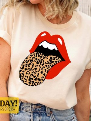 Red Lips Leopard Print Tongue T Shirt Fashion Lover Shirt Vintage Red Lips Shirt Stones Inspired Retro Shirt Cheetah Animal Print Shirt revetee 2