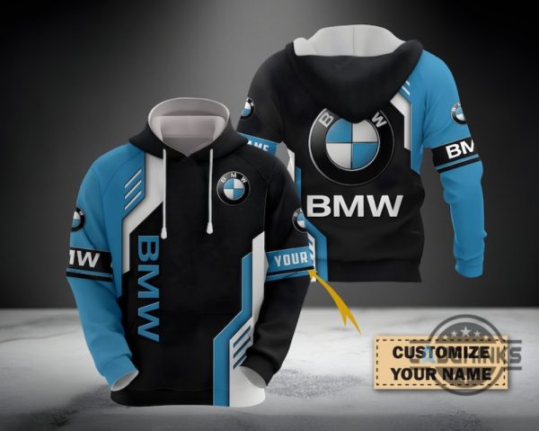 custom name bmw logo hoodie blue and black bmw motorsport all over printed t shirt sweatshirt hoodie for sale laughinks 1