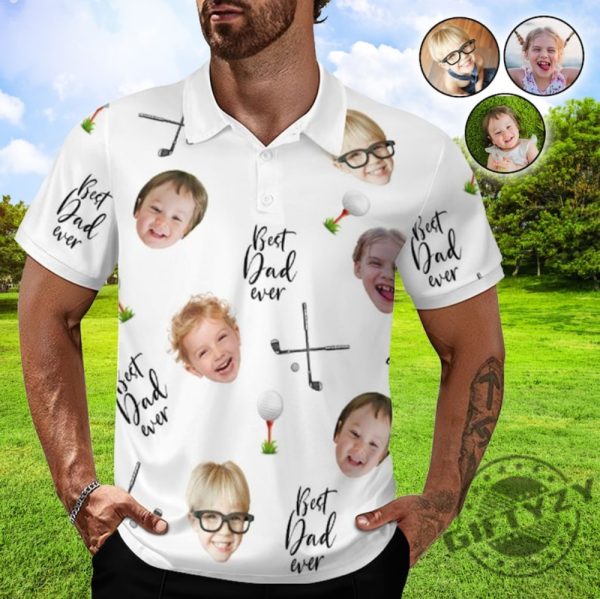 Custom Fathers Day Golf With Face Shirt giftyzy 1