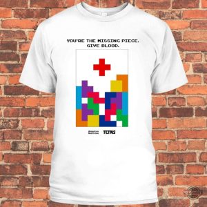 american red cross tetris t shirt donate support save lives be the missing piece give blood tee laughinks 1