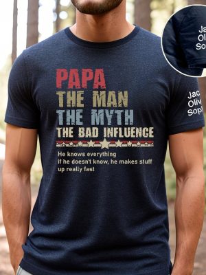 Personalized Papa The Man The Myth Shirt Custom Fathers Day Shirt With Kids Names Funny Gift For Husband Hoodie Unique revetee 3