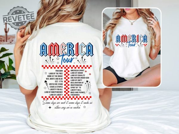 Retro America Tour Shirt 4Th Of July Playlist Mens 4Th Of July Outfits July 4Th Outfits For Woman Family Matching 4Th Of July Outfits Unique revetee 4