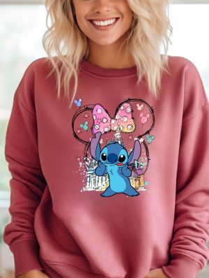 Stitch Sweatshirt Minnie Bow Stitch Hoodie Stitch Watercolor Castle Hoodie Magic Kingdom Sweatshirt Disney Castle Hoodie Unique revetee 2