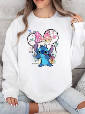 Stitch Sweatshirt Minnie Bow Stitch Hoodie Stitch Watercolor Castle Hoodie Magic Kingdom Sweatshirt Disney Castle Hoodie Unique revetee 3