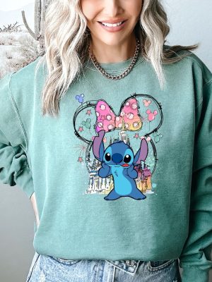 Stitch Sweatshirt Minnie Bow Stitch Hoodie Stitch Watercolor Castle Hoodie Magic Kingdom Sweatshirt Disney Castle Hoodie Unique revetee 4