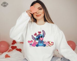 Valentines Day Stitch Sweatshirt Stitch Valentine Tee Womens Valentines Day Lilo And Stitch Disney Snack Couple Shirt Unique revetee 2