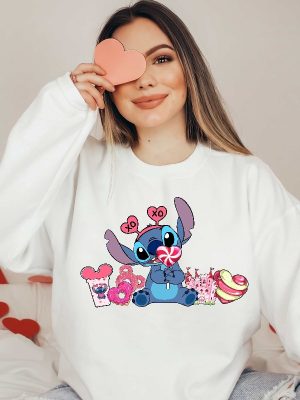 Valentines Day Stitch Sweatshirt Stitch Valentine Tee Womens Valentines Day Lilo And Stitch Disney Snack Couple Shirt Unique revetee 2