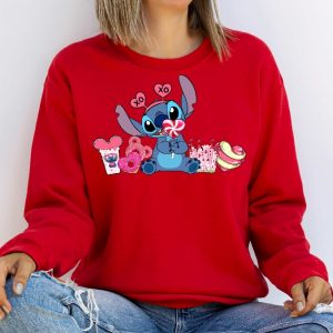 Valentines Day Stitch Sweatshirt Stitch Valentine Tee Womens Valentines Day Lilo And Stitch Disney Snack Couple Shirt Unique revetee 3