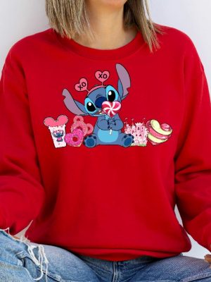 Valentines Day Stitch Sweatshirt Stitch Valentine Tee Womens Valentines Day Lilo And Stitch Disney Snack Couple Shirt Unique revetee 3