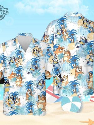 Bluey Summer Family Hawaiian Shirt Bluey Button Up Shirt Bluey Button Up Shirt Mens Unique revetee 2