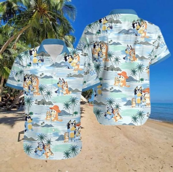 Bluey Summer Family Hawaiian Shirt Bluey Button Up Shirt Bluey Button Up Shirt Mens Unique revetee 2 1