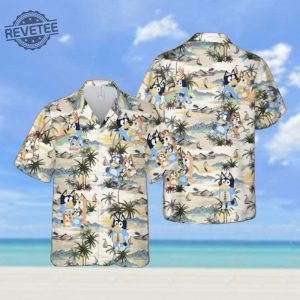 Bluey Funny Haiwaiian Shirt Bingo Hawaiian Shirt Bluey Button Up Shirt Bluey Button Up Shirt Mens Unique revetee 2