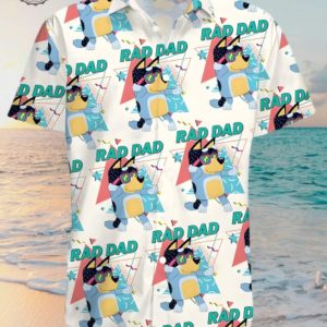 Rad Dad Hawaiian Set Summer Shirt Bluey Button Up Shirt Bluey Button Up Shirt Mens Unique revetee 2