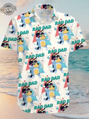 Rad Dad Hawaiian Set Summer Shirt Bluey Button Up Shirt Bluey Button Up Shirt Mens Unique revetee 2