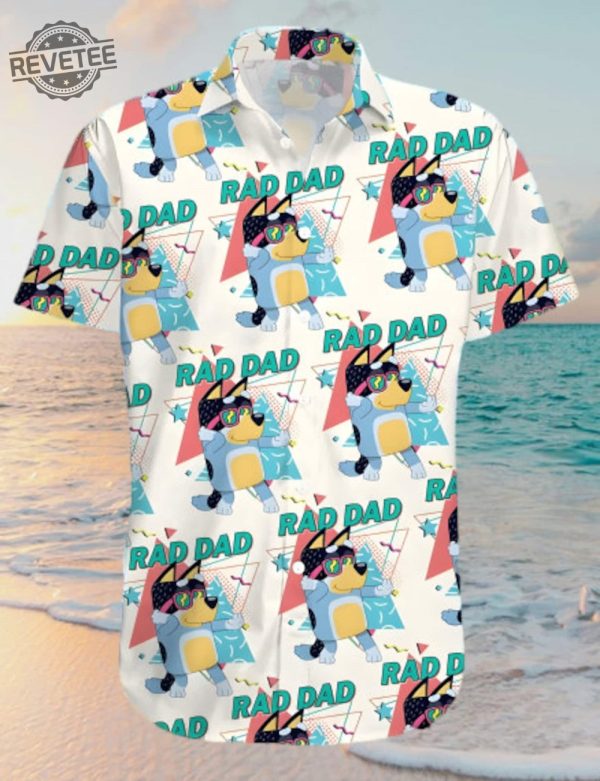 Rad Dad Hawaiian Set Summer Shirt Bluey Button Up Shirt Bluey Button Up Shirt Mens Unique revetee 2